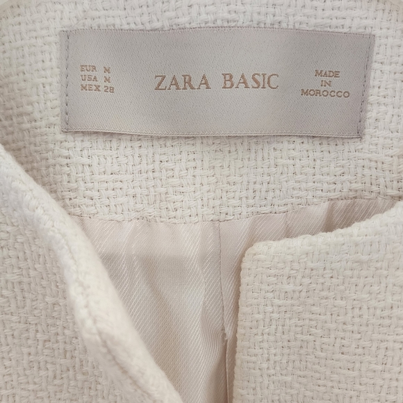 ZARA Women's Cream Off White Ivory Tweed Coat M - Picture 7 of 7